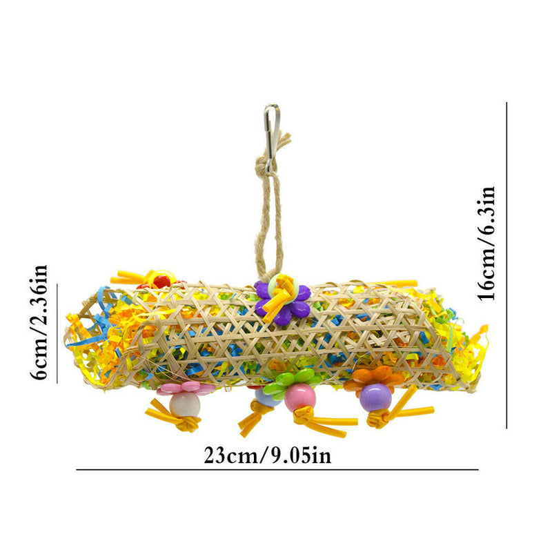 3 Pcs Bird Rattan ball + Paper + Bamboo and Wooden Toys with Bell for Medium