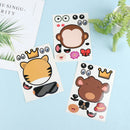 8Sheets/set Kids Funny Puzzle Games Make A Face DIY Animal Jigsaw Stickers S Hn