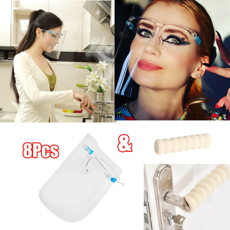 8Pcs Transparent Anti-Fog Dust Safety Full Face Shield Protector Shield