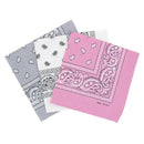 Set of 3 bandanas Paisley Man and Woman 57 x 57 cm White + light gray + pin