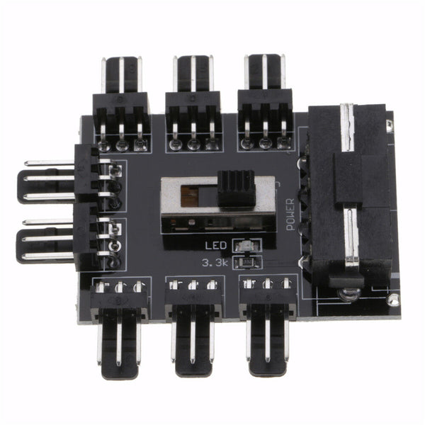 1 to 8 Channel Hub IDE Interface Power Splitter For 2A 12V 3Pin Fan 5.3*5*1.5 cm