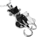 Women Fashion Cute Black&White Cats Pendant Necklace 3