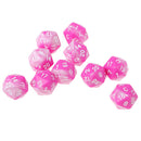 Set of 10 Pink White D20 Acrylic Dice for RPG D&D Gaming Twenty Sided Die