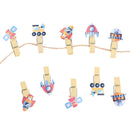 10Pcs/Set Rocket Spacecraft Wooden Clip Photo Clips with Hemp Rope BX