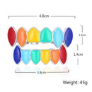 Hip Hop Grills Set Top and Bottom Mouth Tooth Cap Hip Hop Teeth Grills - Rainbow