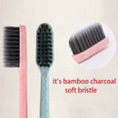 20X Wheat Straw Handle Bamboo Charcoal Soft Bristles Travel Toothbrush Oral Care