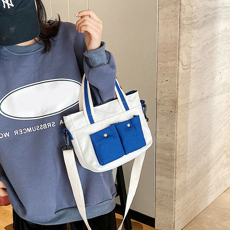 Women Handbags Canvas Shoulder Messenger Crossbody Bag Casual Tote (Blue)