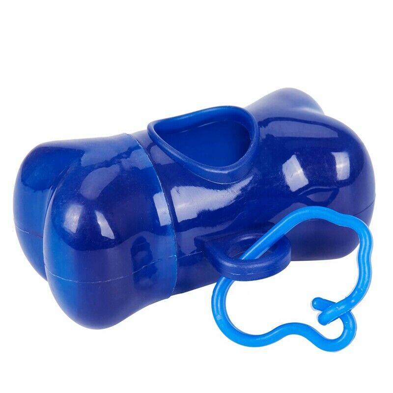 Dispenser Box Case Pet Garbage Clean Waste Bag Bone Shape blue