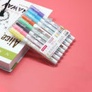 12Colors/Set Drawing Double Line Outline Pen Highlight Marker Pen School Supply