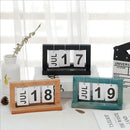 Reusable  Perpetual Calendar Desk Table Calendar Wooden Base, Blue