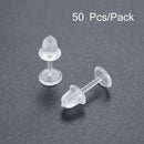 50pcs Plastic Clear Stem Rubber Anti-Allergy Ear Stud Earring Replacement Bulk