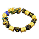 Obsidian Feng Shui Black Alloy Wealth Golden Pixiu Bracelet Lucky Jewelry Gifts