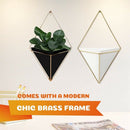 Geometric Wall Planter Set Of 2, Wall Hanging Decorative Mini Vases, Cerami