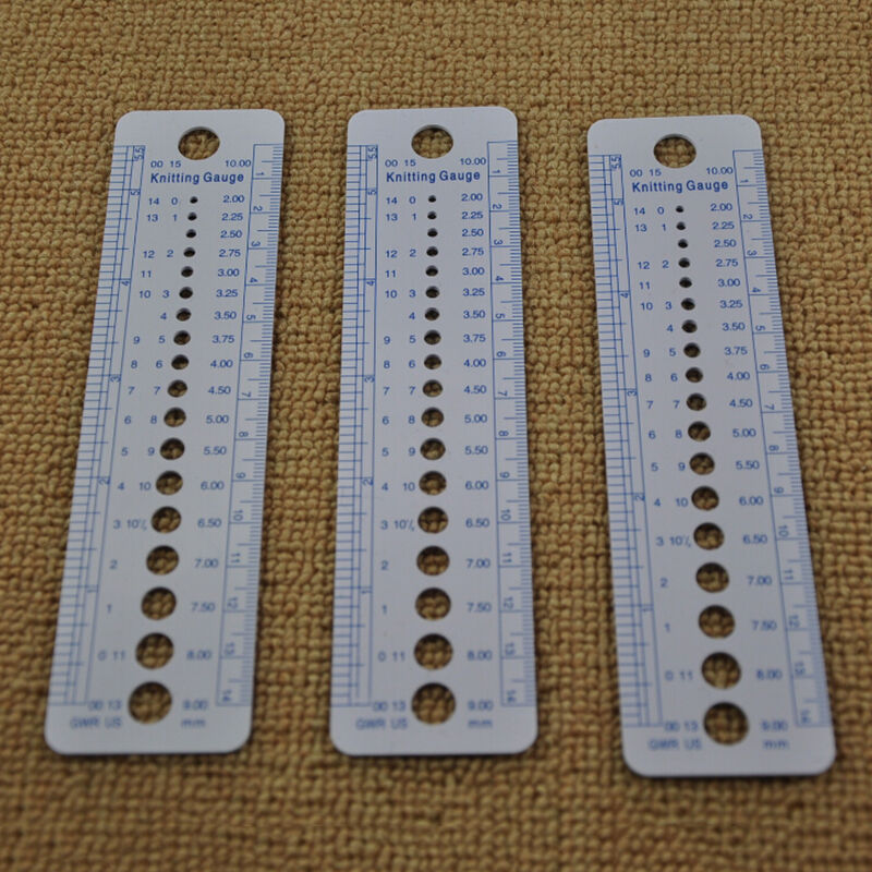 1 x Plastic Knitting Needle Size Gauge Ruler Weaving Tools- Inches/CM ES