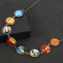 Trendy Universe Solar System Planet Galaxy Space Glass Pendant Lumious Necklace