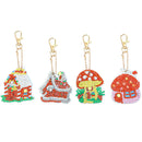 4pcs Art Full Drill Special Shaped DIY Diamond House Keychain Painting Kit