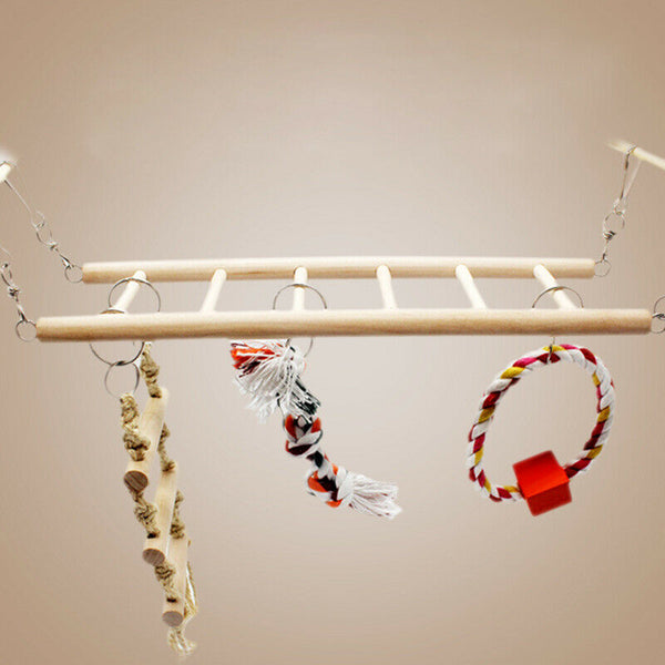 1PC Parrot Toys Parrot Climbing Net Hanging Ladder Bridge Macaw Cage Chew D H8B7