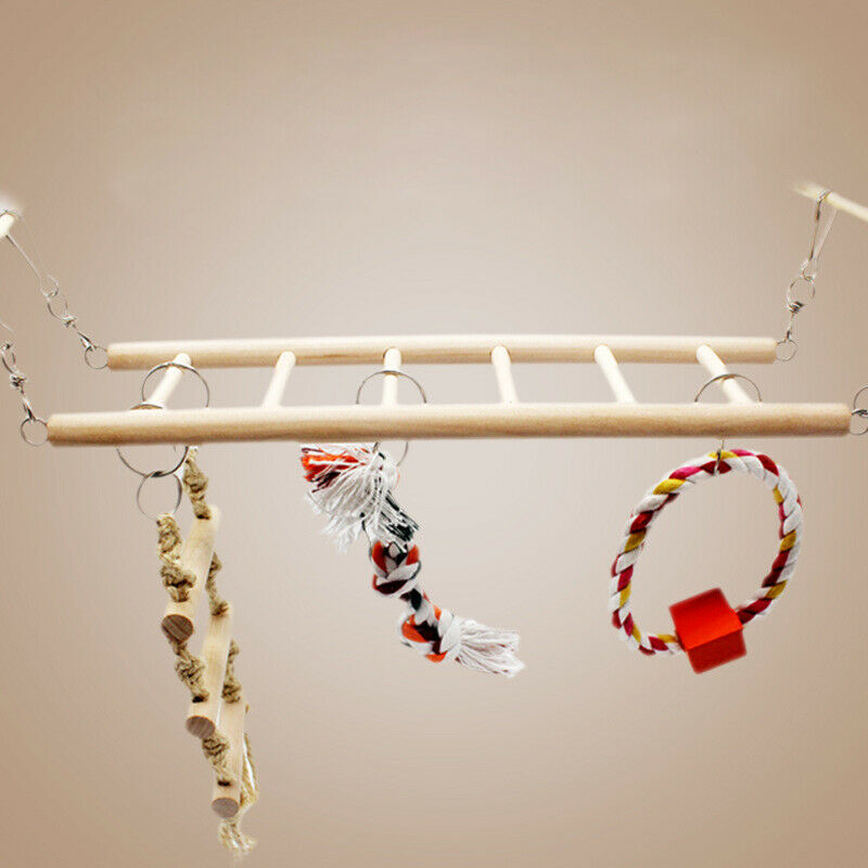 1PC Parrot Toys Parrot Climbing Net Hanging Ladder Bridge Macaw Cage Chew D H8B7