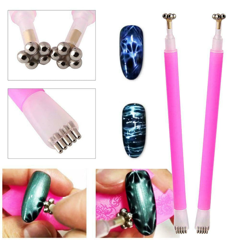 Plum Blossom Magnet Pen Cats Eye Gel Double Head Nail Beauty Art Tool