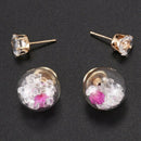 Korean Fashion Women Lady Elegant Rose Glass Ball Flower Rhinestone Stud Ea