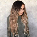 Gradient Blonde Party Wig Long Curly Hair Mixed Color Synthetic Wig