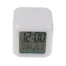 LED 7 Color Changing Digital Cube Alarm Clock Thermometer Calendar Night Time