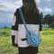 Women Canvas Denim Crossbody Bags Pure Color Flap Shoulder Bag (Light Blue)