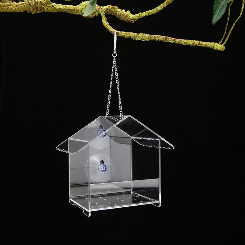 House Type Bird Food Container Dispenser Feeding Device Birds Transparent Feeder