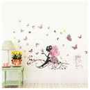 Butterfly flower fairy pattern bedroom living room background Wall Stickers