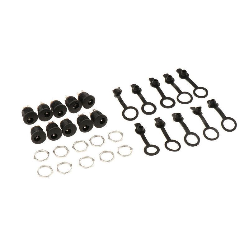 10PCS Premium DC 5525 Power Jack Socket with 10pcs Screw & 10pcs Nuts Kits
