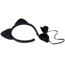 Halloween Black Plush Fluffy Cat Ear Hair Bands Bow Tie Tail Animal Costume Q2A7