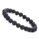 Retro Unisex Black Lava Volcanic Rock Natural Stone Beads Elastic Bracelets A
