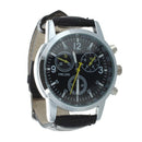 Wristwatch Quartz Black dial Roman numerals PU Bracelet for Men