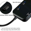 High Speed 4 Ports USB 3.0 HUB w/Power Supply Port Splitter OTG Adapter