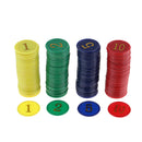 Recreation Game Coins Value (1, 2, 5, 10) for Family Poker Mahjong Playing Coins