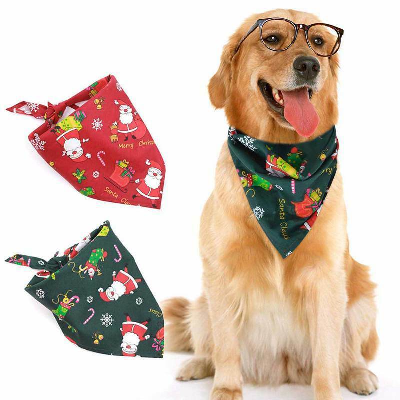 2Pcs Dog Bandana Christmas Costume Pet Santa Pattern e Scarf Cat Bandana Fo