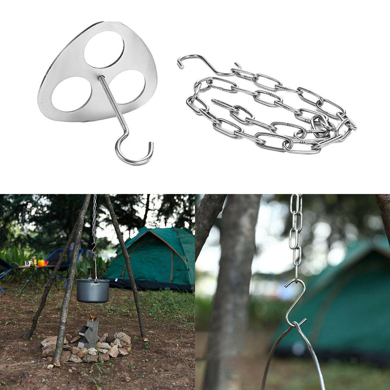 Camping Tripod Set Portable Stainless Steel Campfire Cooking Tripod Grill
