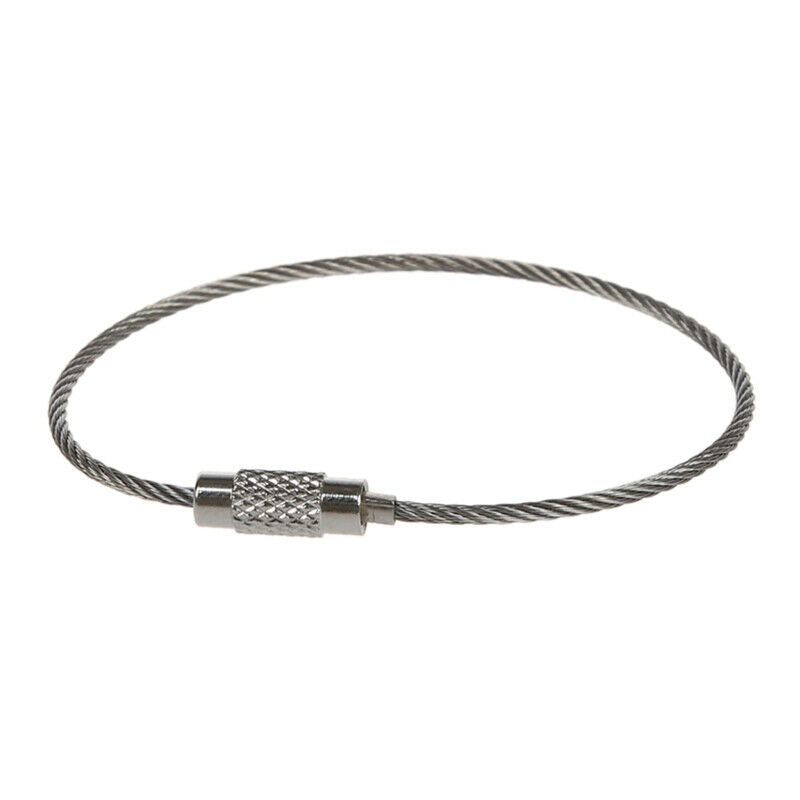 100pcs Stainless Steel Screw Locking Wire Keychain Cable Key Rings Outdoor  R2B2