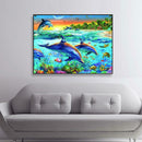 DIY 5D Round Diamond Painting Dolphins Embroidery Cross Stitch Craft Decor