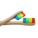 1 PC Colorful Head Bamboo Toothbrush Environment Rainbow Bamboo Toothbrush  C7J5