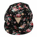 Flowers Snapback Hat, Hip-Hop Flat Shields Baseball Cap Adjustable Size Bla