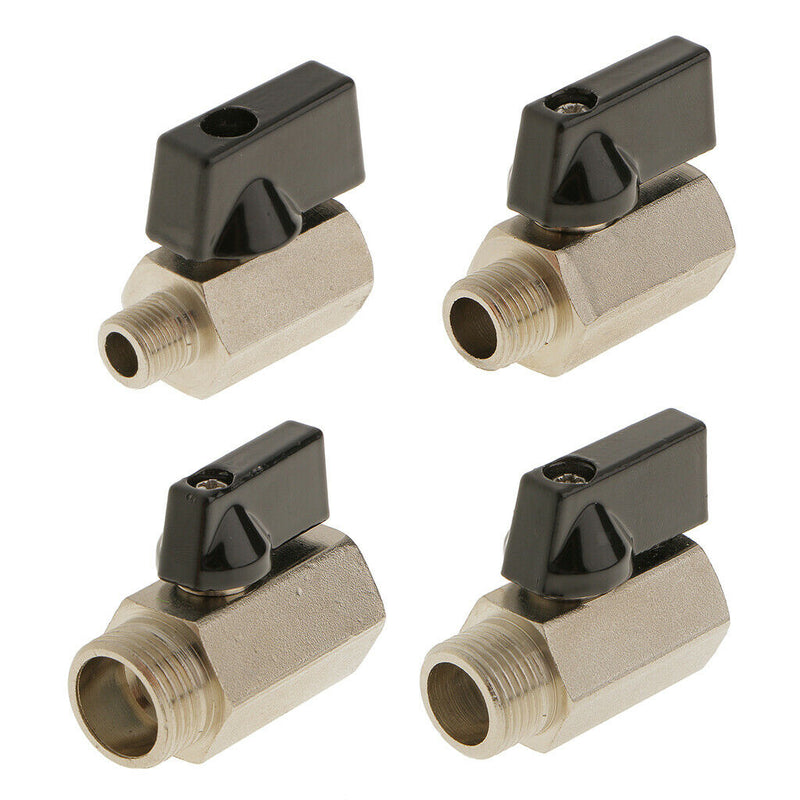 Shut-Off Brass Ball Valve, Mini Valves 1/8inch Male NPT x 1/8inch Female NPT,