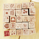 25Pcs Love Diary Decorated Wood Stamps Set Stampers School Supply Stationery Hot
