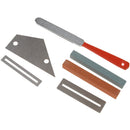 Set of 6 Luthier Parts Fret Tool, Guitar Ruler with 2 Holes, Grinding Stone(Red,