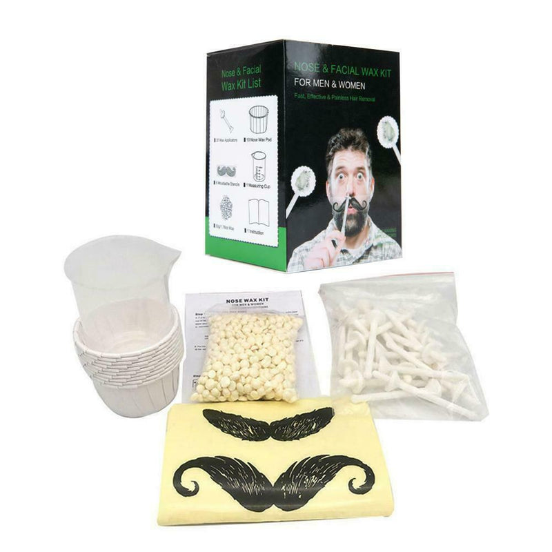 50g Nose Ear Hair Removal Wax Kit Sticks Easy Mens + 8pcs Funny Beard stickers