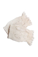 Women's Hollow Lace Trim Short Cuffs Leg Warmers Beige
