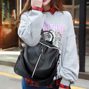 Simple Women Zipper Backpack Shoulder Bag PU Leather Casual Small Schoolbag