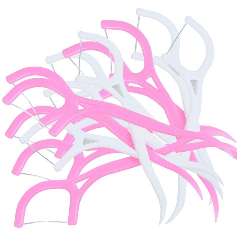 100 Pcs Dental Floss Picks Waxed Teeth Toothpicks Stick Oral Care B2N9