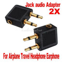2 pcs 3.5mm Airline Airplane Earphone Headphone Headset Jack Audio Adapter