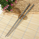 1Pair Chinese Stylish Non-slip Design Chop Sticks Stainless Steel Chopsticks ME